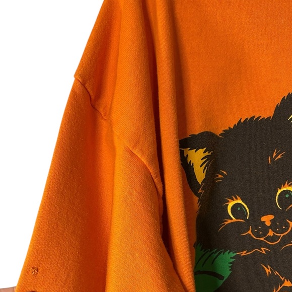 RARE Vintage 90s Hallmark Black Cat Pumpkin Halloween Sweatshirt USA XL - Picture 6 of 14
